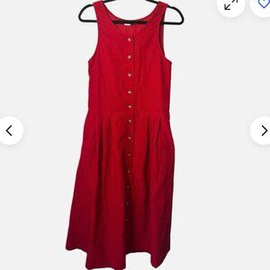 Willow Bend Women's 8 Red Corduroy Jumper Dress Cottagecore Made In USA Vintage